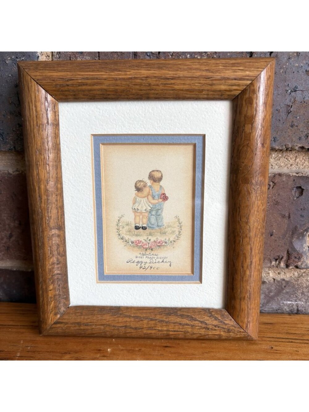 Peggy Dickey 1987 Signed Numbered Print "Valentines" Framed Vintage Art 92/900